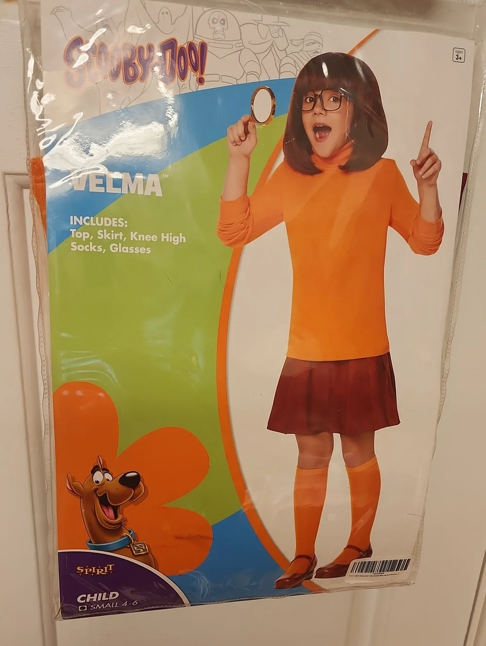 Spirit Velma Costume - Orange Top, Orange Socks, Brown Skirt